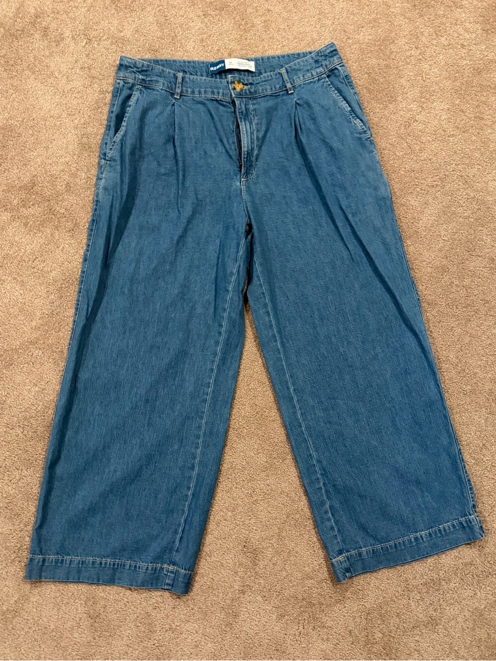 Old Navy Extra High Rise Super Wide Leg Jeans 12 Petite Medium Wash